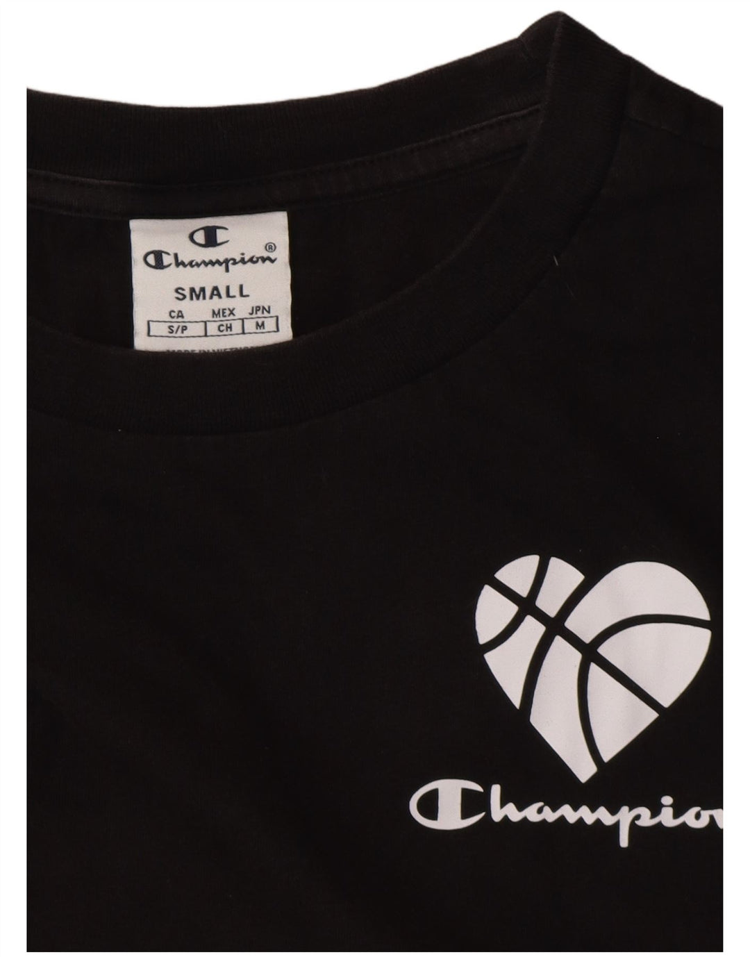 CHAMPION T-shirt grafica oversize corta da donna Top UK 10 Small Nera