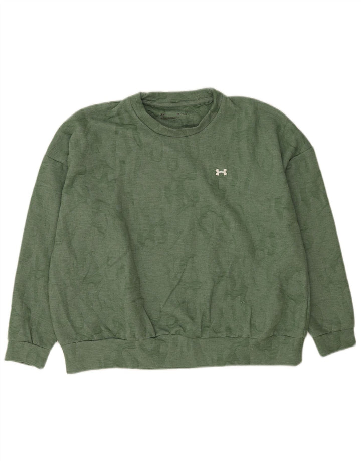 Felpa da uomo con grafica ampia Under Armour, maglione piccolo, poliestere verde
