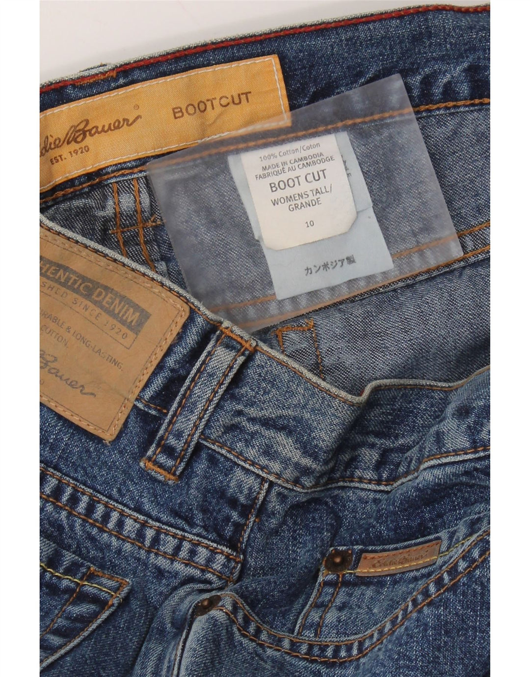 Jeans bootcut da donna EDDIE BAUER US 10 Large W32 L35 cotone blu