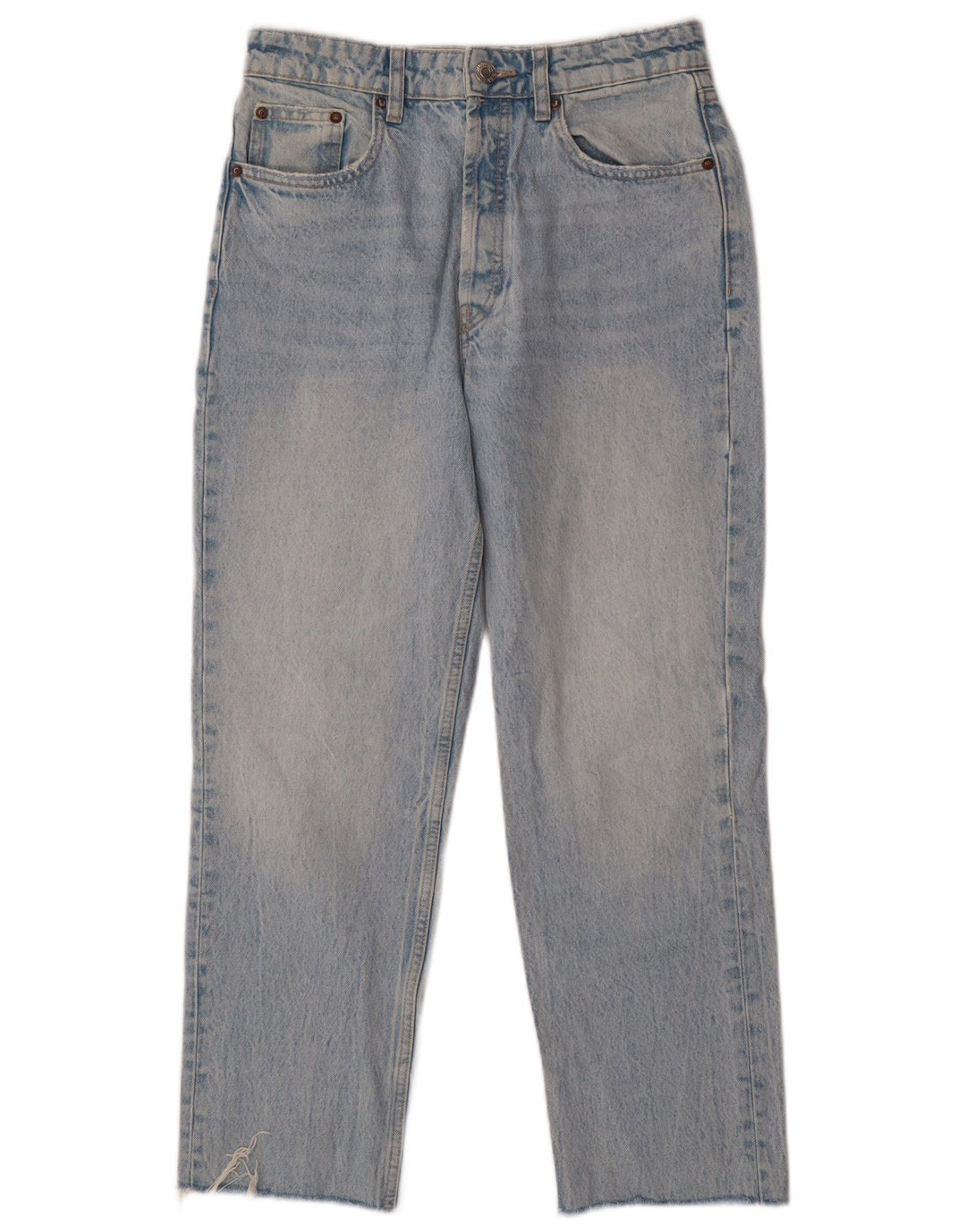 Jeans cropped da donna ZARA EU 38 Small W28 L25 cotone blu