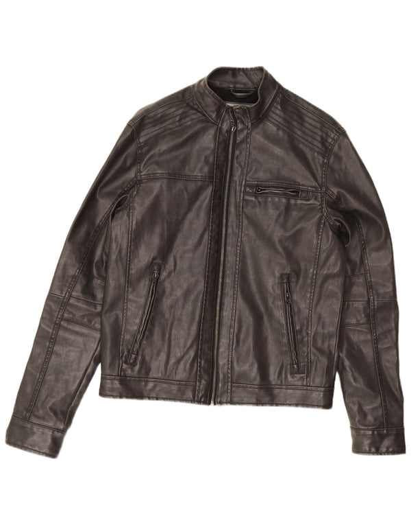 Giacca in pelle vintage da uomo UK 38 in pelle nera media