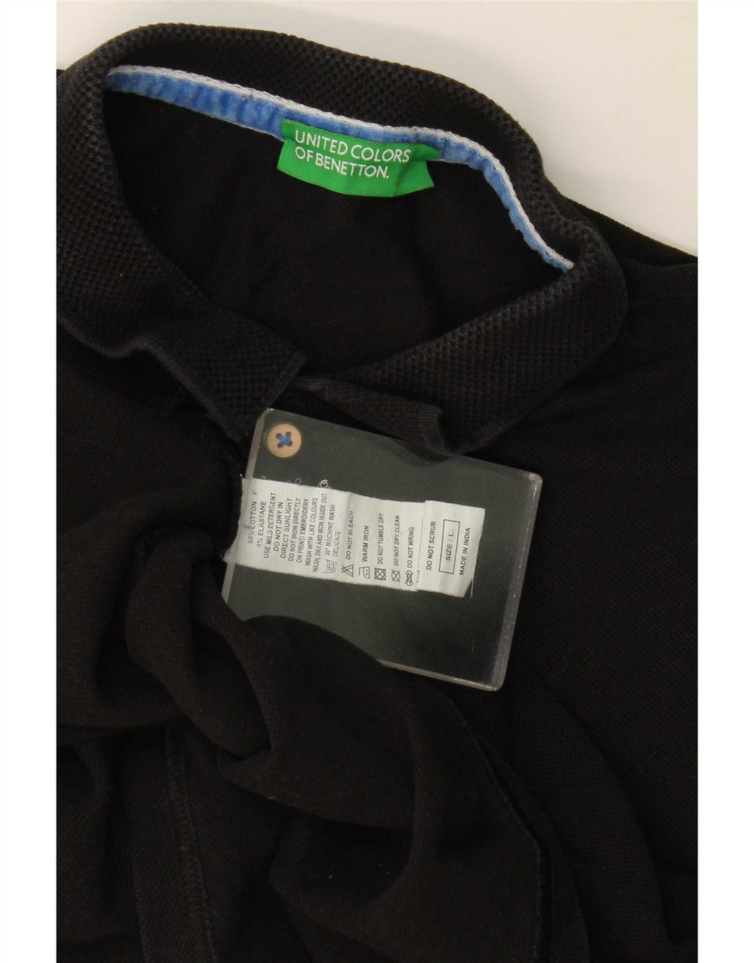 Polo Benetton Uomo Large Nera In Cotone