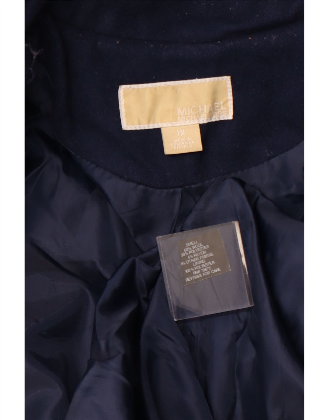 MICHAEL KORS Cappotto con cappuccio da donna UK 18 XL Lana blu navy