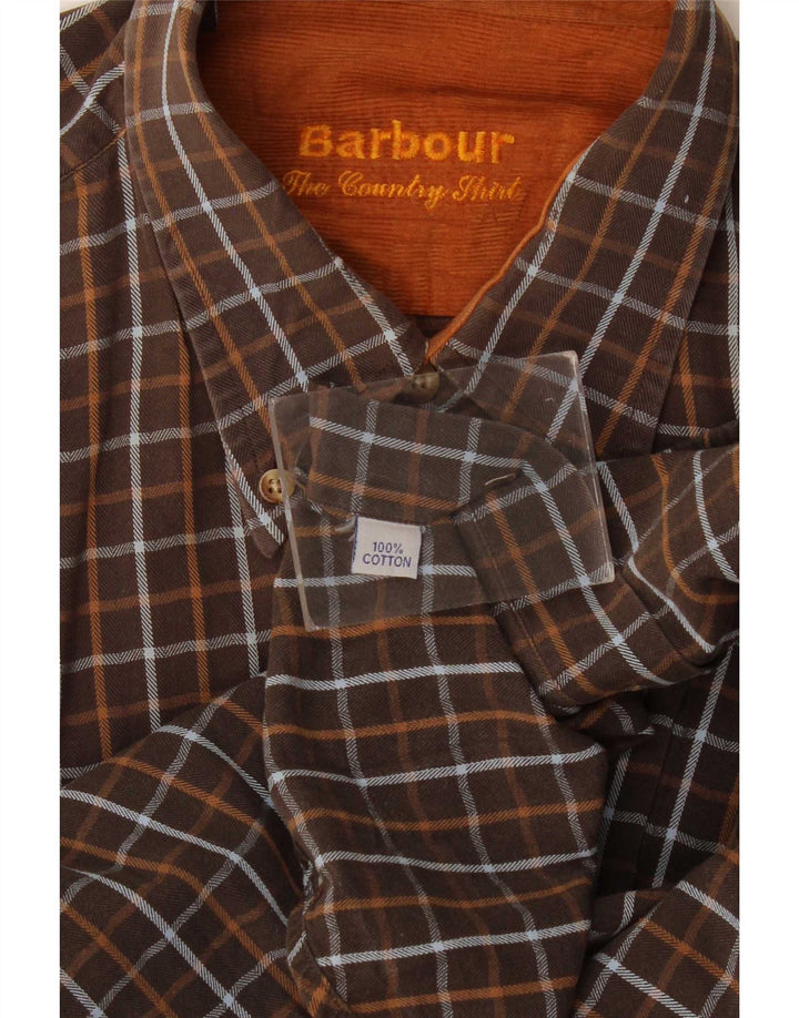 Camicia da uomo in flanella Barbour, cotone a quadri marroni grandi