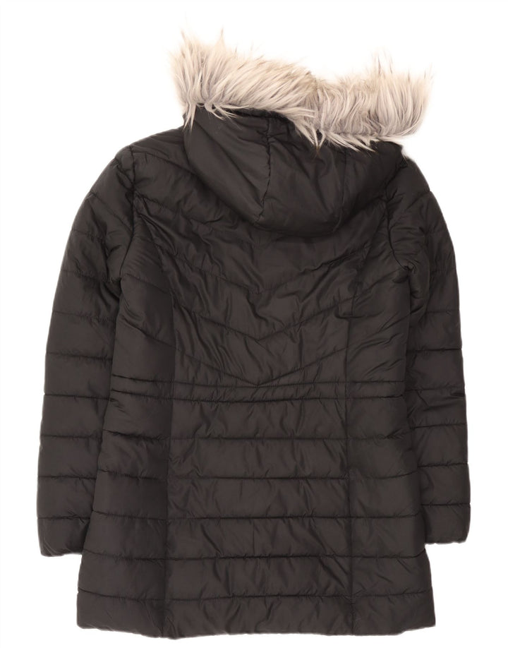 Cappotto imbottito in sherpa con cappuccio da donna Hollister UK 14 poliestere nero medio