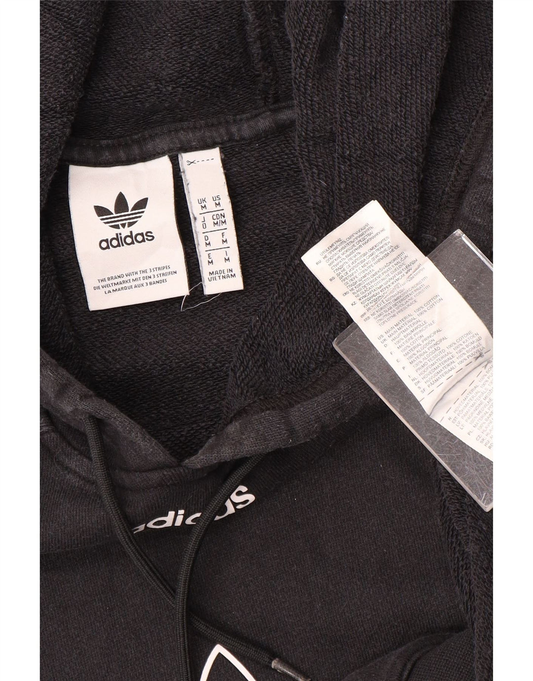 Felpa con cappuccio grafica da uomo Adidas, cotone medio nero