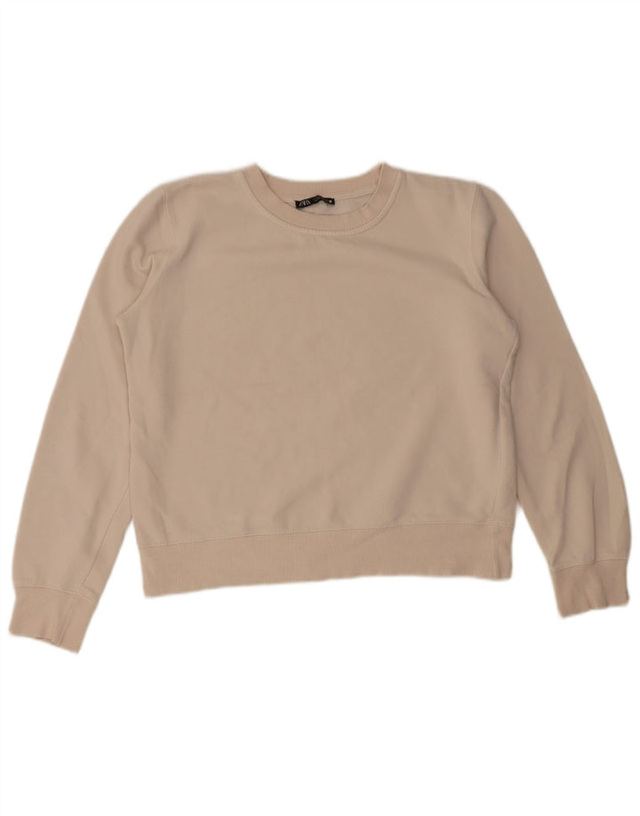 Felpa corta oversize da donna Zara UK 10 piccola bianca