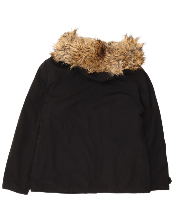 Giacca parka Sherpa da donna con cappuccio Topshop UK 16 grande poliestere nero