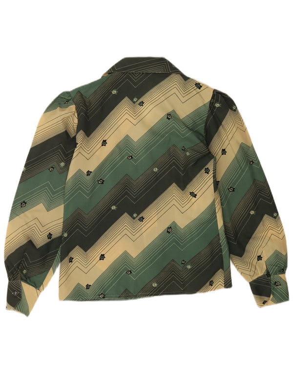 Camicetta camicia vintage da donna IT 46 grande verde geometrico