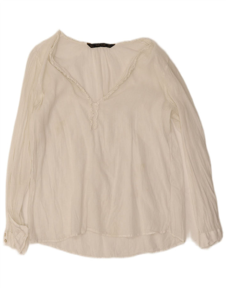 Top Zara da donna a maniche lunghe UK 16 grande bianco