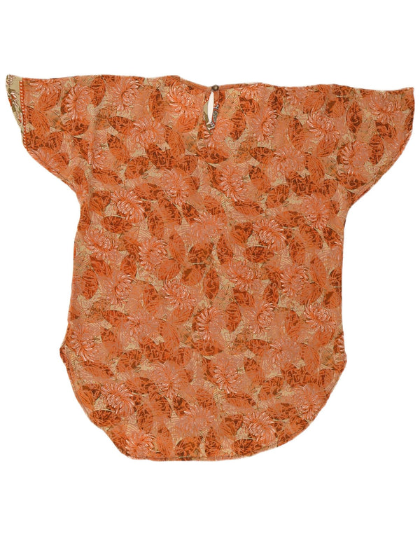 Camicetta oversize da donna LAS MAREADAS Top UK 10 Seta floreale arancione piccola