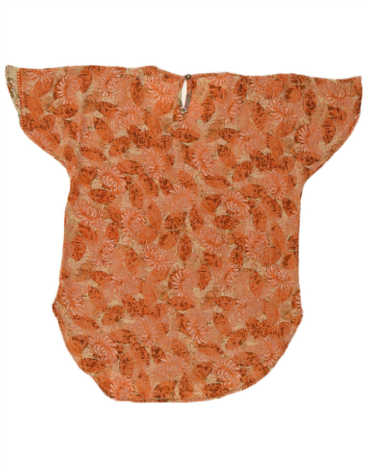 Camicetta oversize da donna LAS MAREADAS Top UK 10 Seta floreale arancione piccola