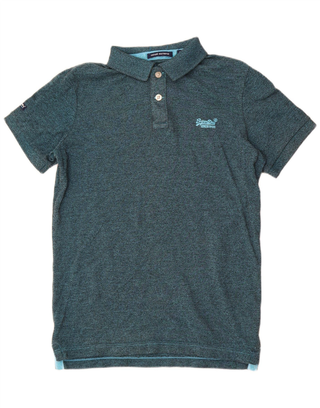 Polo da uomo Superdry in poliestere screziato verde medio