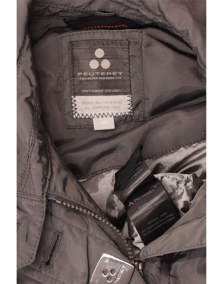 PEUTEREY Giacca imbottita con cintura da donna IT 46 Large grigia in poliammide classica