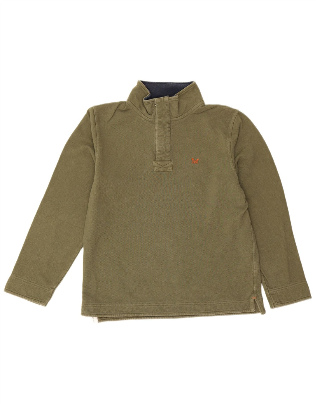 Crew Clothing Felpa con collo con zip da uomo Maglione cotone kaki medio