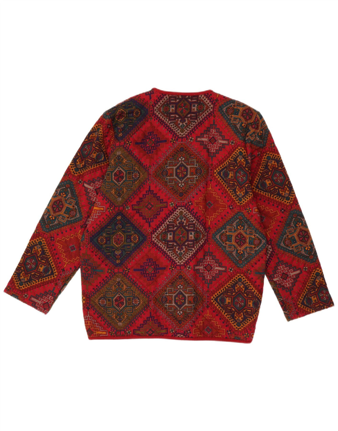 Maglione cardigan da donna VINTAGE IT 44 Lana geometrica rosso medio