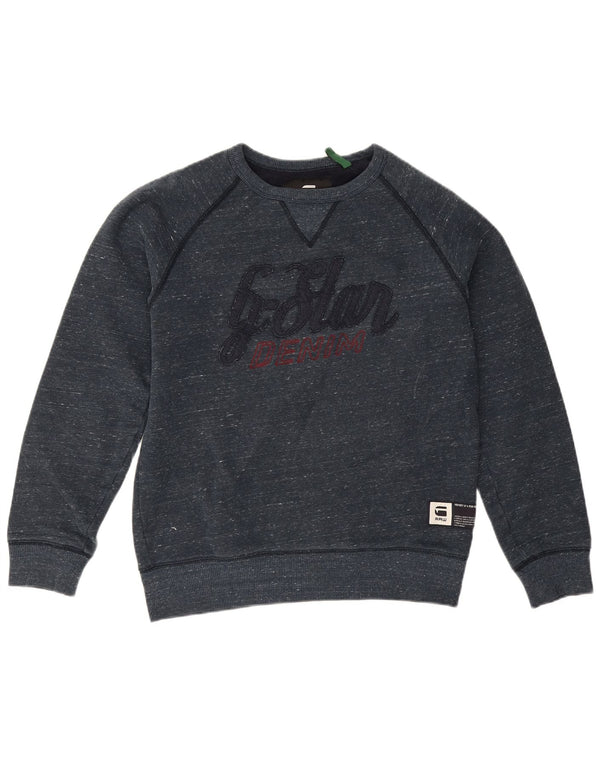 Felpa grafica da uomo G-Star Maglione piccolo in cotone screziato blu navy
