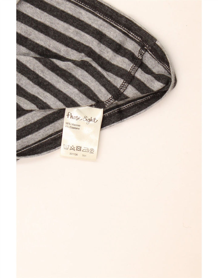 Top da donna Phase Eight con collo basso e maniche a 3/4 UK 10 piccolo grigio a righe