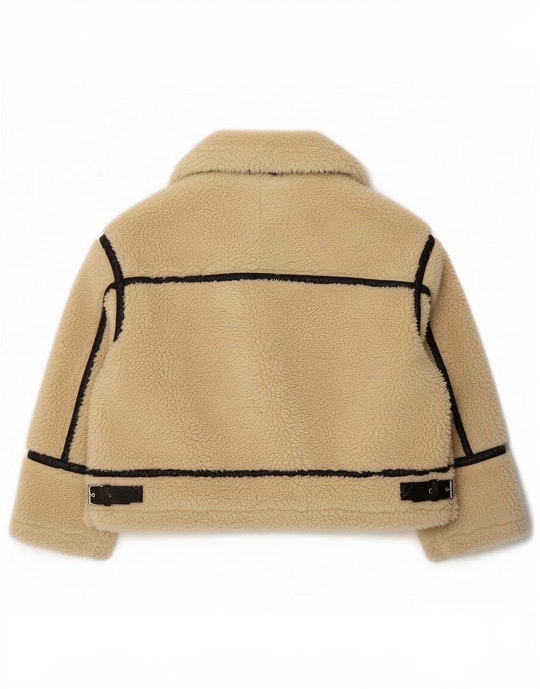 Giacca Sherpa oversize da donna Zara UK 14 Large Beige Colourblock