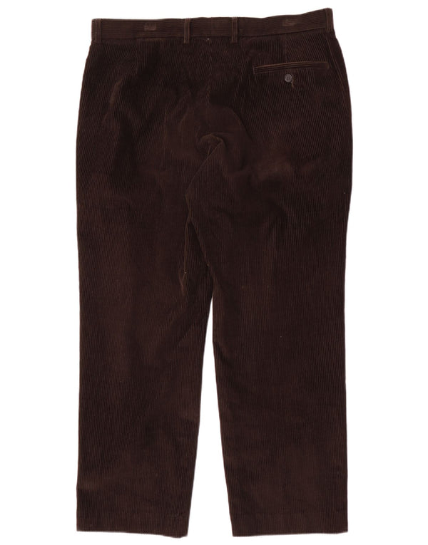 Pantaloni di velluto a coste su misura da uomo Marks & Spencer W36 L29 cotone marrone