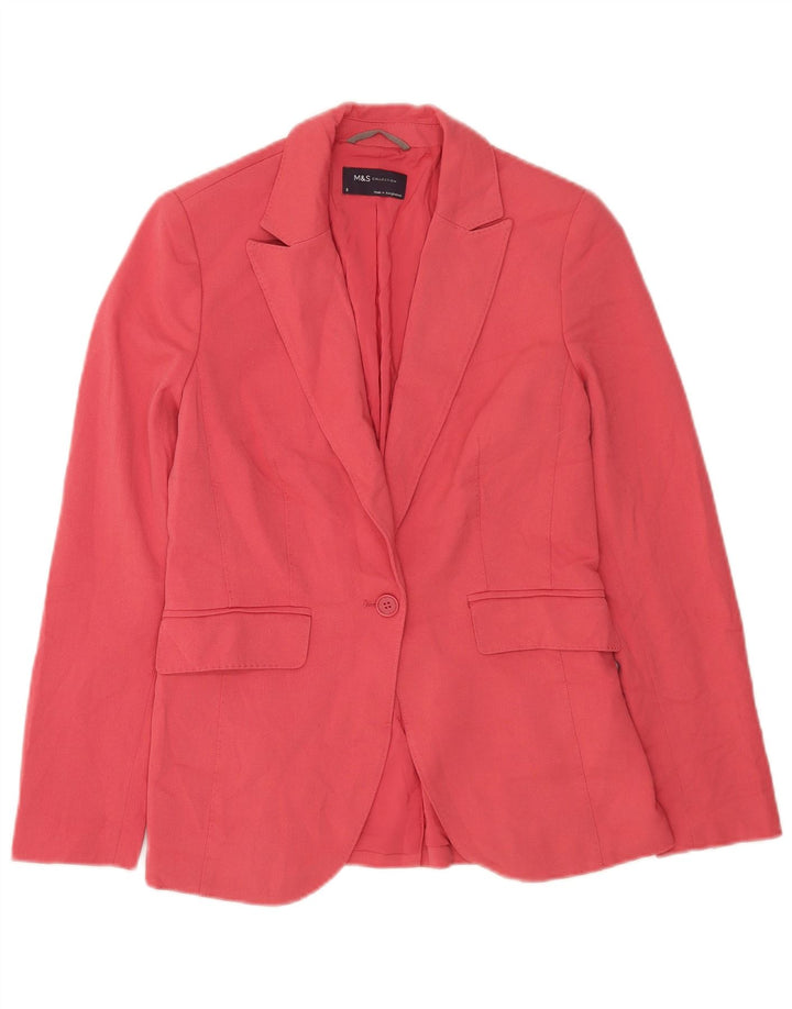 Giacca blazer a 1 bottone Marks & Spencer da donna UK 8 piccola poliestere rosa