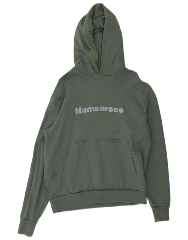 Felpa con cappuccio grafica Adidas Humanrace da uomo di grandi dimensioni in cotone verde
