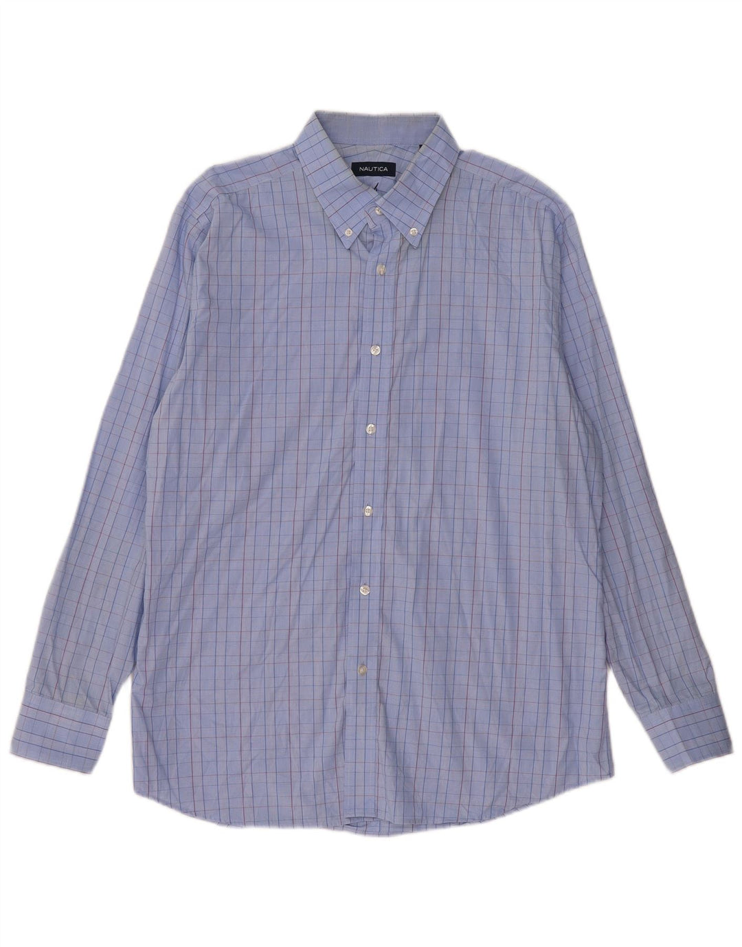 Camicia da uomo Nautica taglia 16 1/2 grande cotone a quadri blu