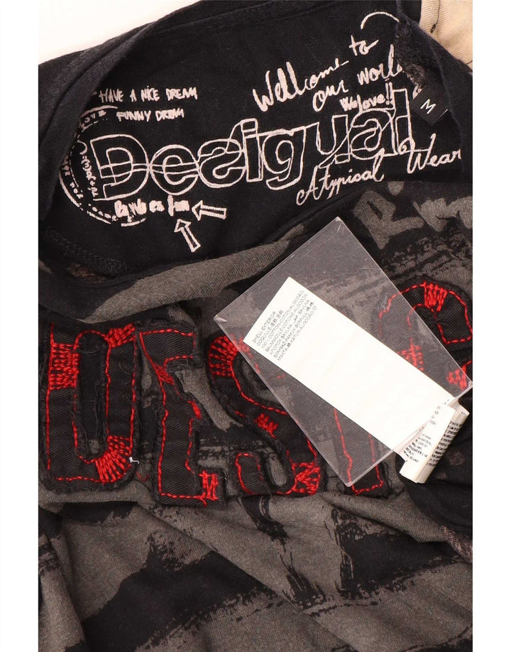 Desigual Mens Graphic Top manica lunga cotone medio nero