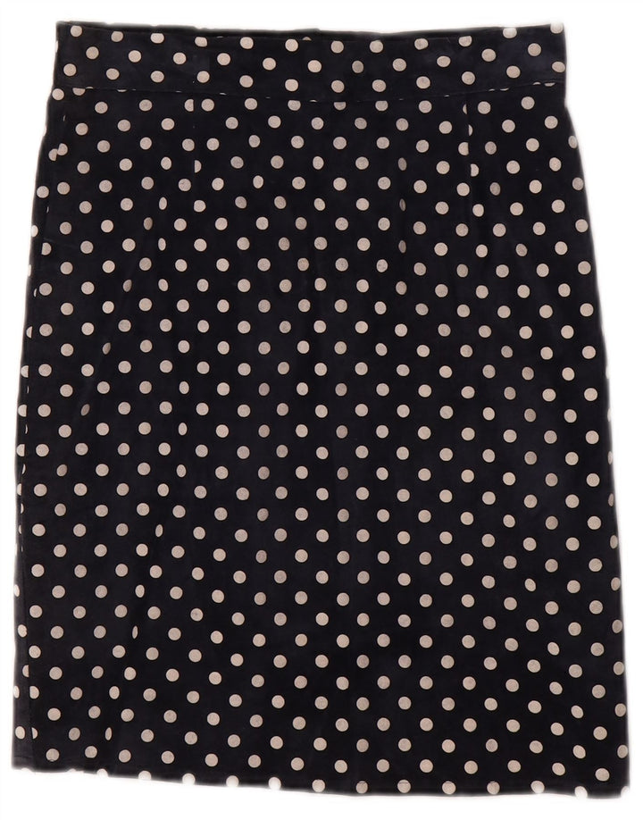 Gonna dritta da donna vintage W28 media a pois blu navy