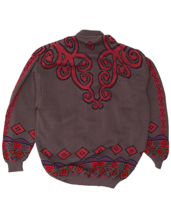 Maglione cardigan oversize da donna Oskar Haug UK 16 Grande grigio geometrico