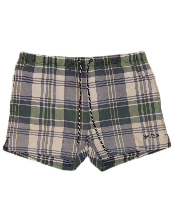 Pantaloncini da bagno da uomo Nautica in cotone a quadri verde medio