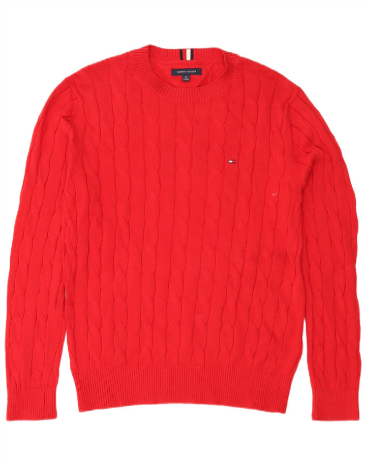 Maglione maglione girocollo da uomo Tommy Hilfiger in cotone rosso medio