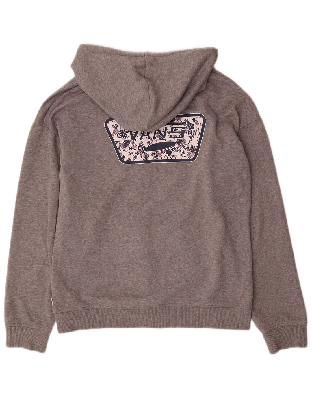 Felpa con cappuccio e zip grafica da uomo di Vans Grigio medio