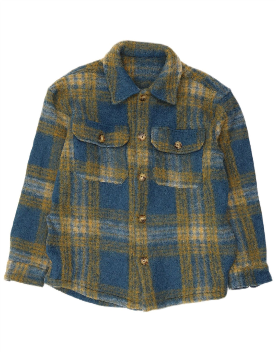 Zara Uomo Overshirt Camicia in flanella Grande scozzese blu