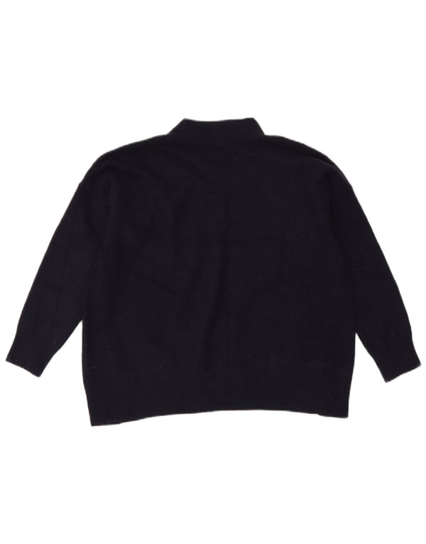 Maglione maglione oversize con collo dolcevita da donna Zara UK 6 XS lana blu navy