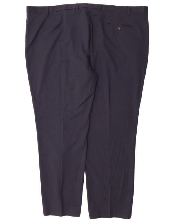 Pantaloni da abito dritti sartoriali da uomo Marks & Spencer W48 L31 Blu Navy