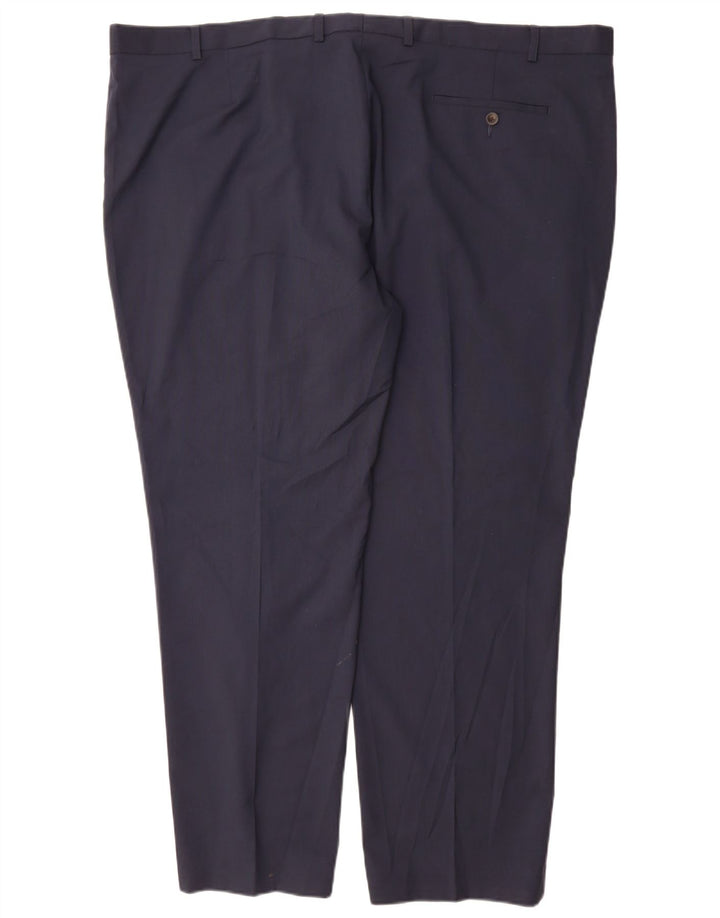 Pantaloni da abito dritti sartoriali da uomo Marks & Spencer W48 L31 Blu Navy