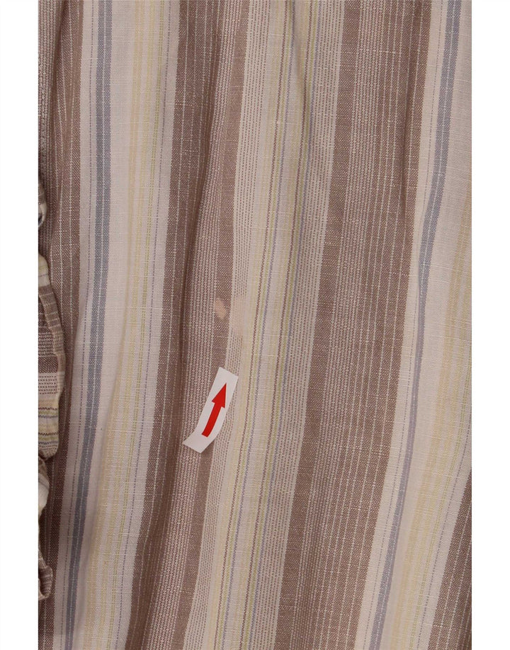 Camicia a maniche corte da uomo Izod in lino a righe grigie grandi