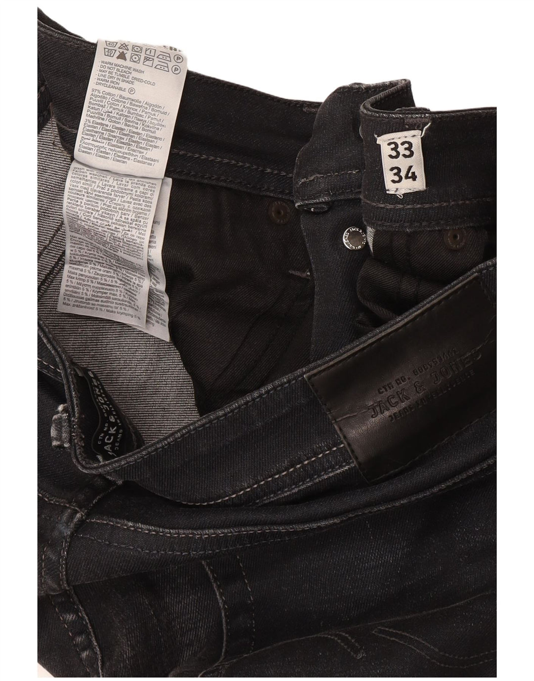 Jack & Jones Uomo Tim Slim Jeans W33 L34 Cotone Grigio