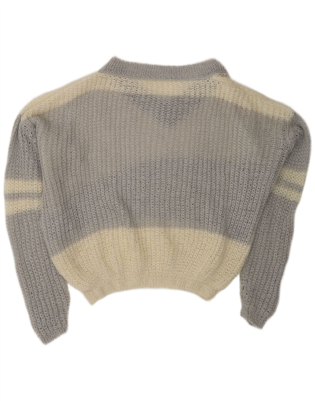 Maglione maglione con scollo a V da donna VINTAGE UK 20 2XL blocco colore bianco sporco