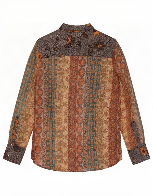 Desigual camicia da donna camicetta UK 16 grande poliestere floreale marrone