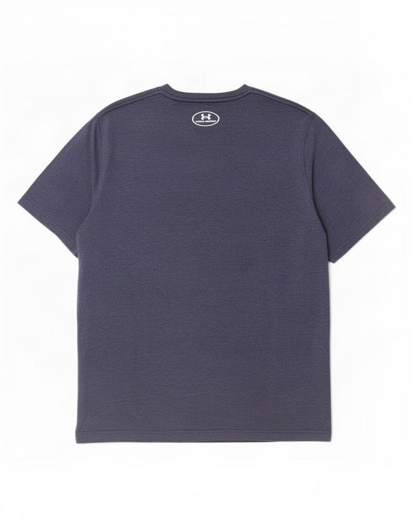 T-shirt grafica da uomo Under Armour Heat Gear Top grande in cotone blu navy