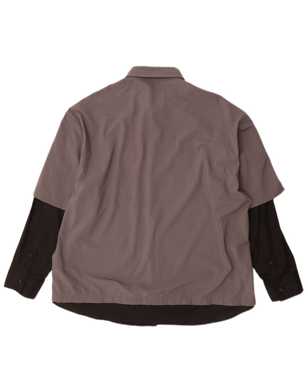 Camicia Zara da uomo grande in poliestere color block grigio