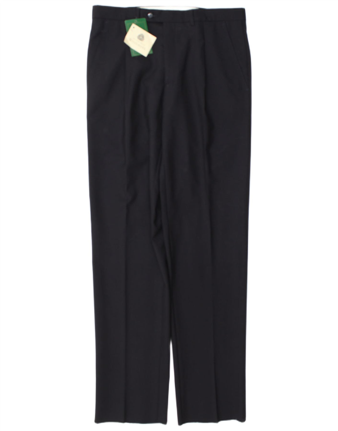 Pantaloni da abito vintage da uomo con pedge IT 48 medio W32 L35 lana blu navy