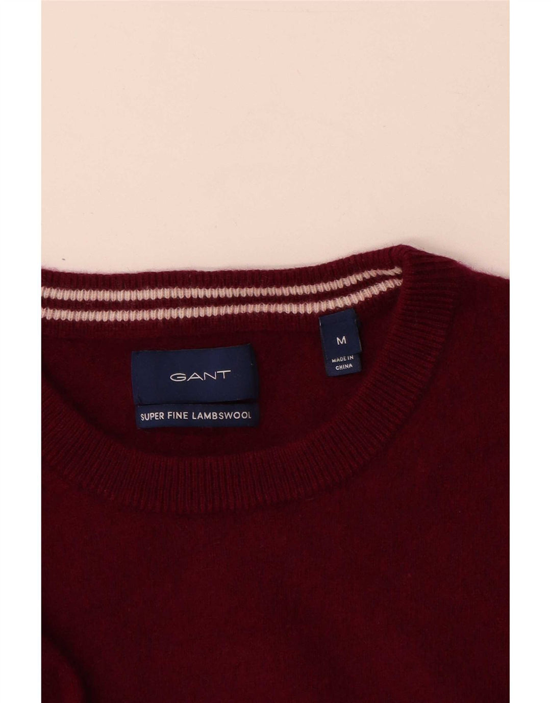 Gant Maglione girocollo da uomo in lana d'agnello bordeaux medio