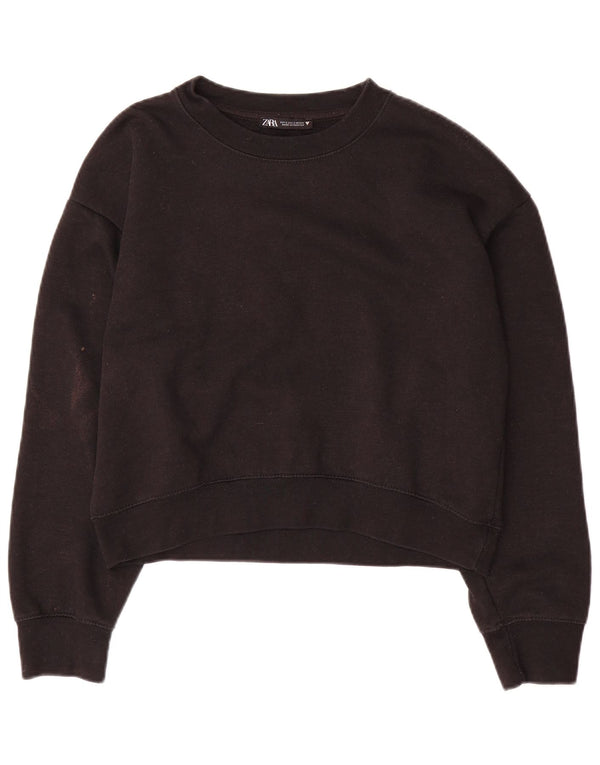 Felpa corta oversize da donna Zara UK 10 piccola poliestere nero