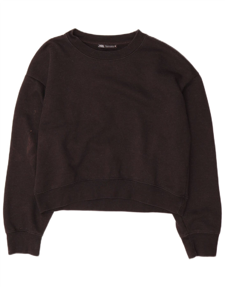 Felpa corta oversize da donna Zara UK 10 piccola poliestere nero
