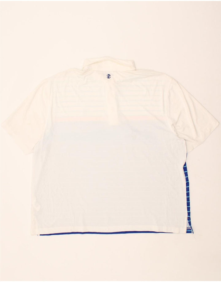 IZOD Mens Golf Polo Shirt 2XL Blue Pinstripe Polyester Vintage Izod and Second-Hand Izod from Messina Hembry 