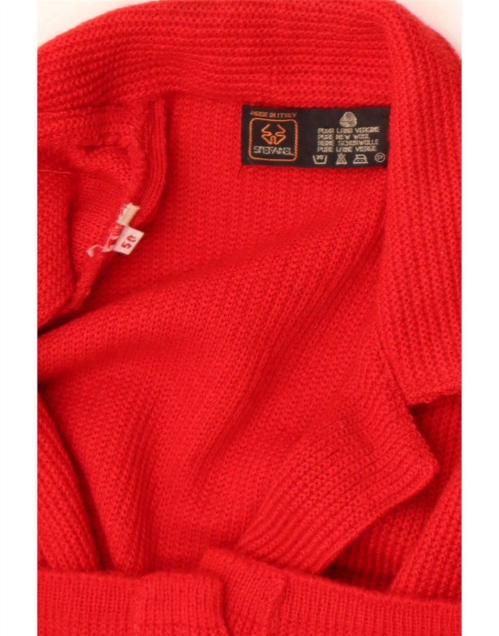 Maglione Cardigan Uomo Stefanel IT 50 Medio Rosso Lana Vergine