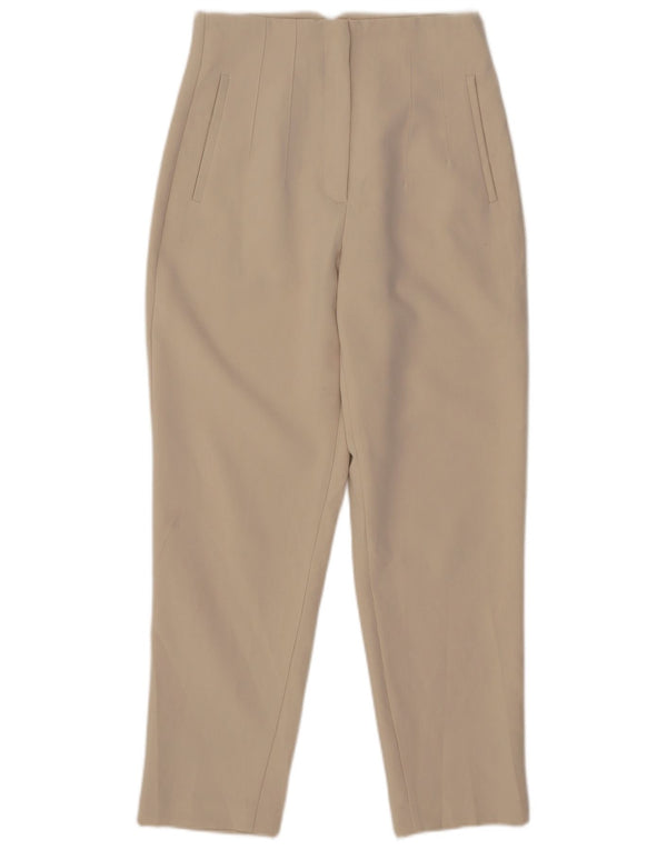 Pantaloni da abito affusolati a vita alta da uomo Zara medi W28 L27 poliestere beige